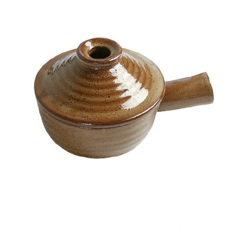 Rough Pottery Side-handled Bowl Vintage Style With Lid Small Soup Bowl Suitable for Household Use 12cm коричневый