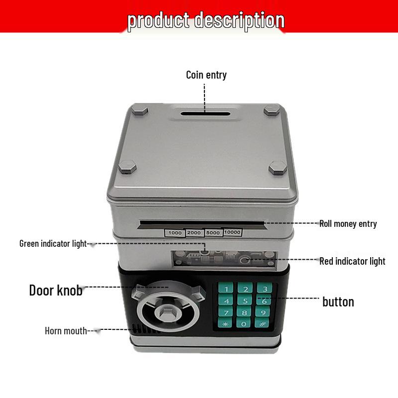 Internationales Sparschwein im Geldautomaten-Stil: Münzbetriebener, sprachaktivierter, rollender Münz-Elektroniksafe für Kinder