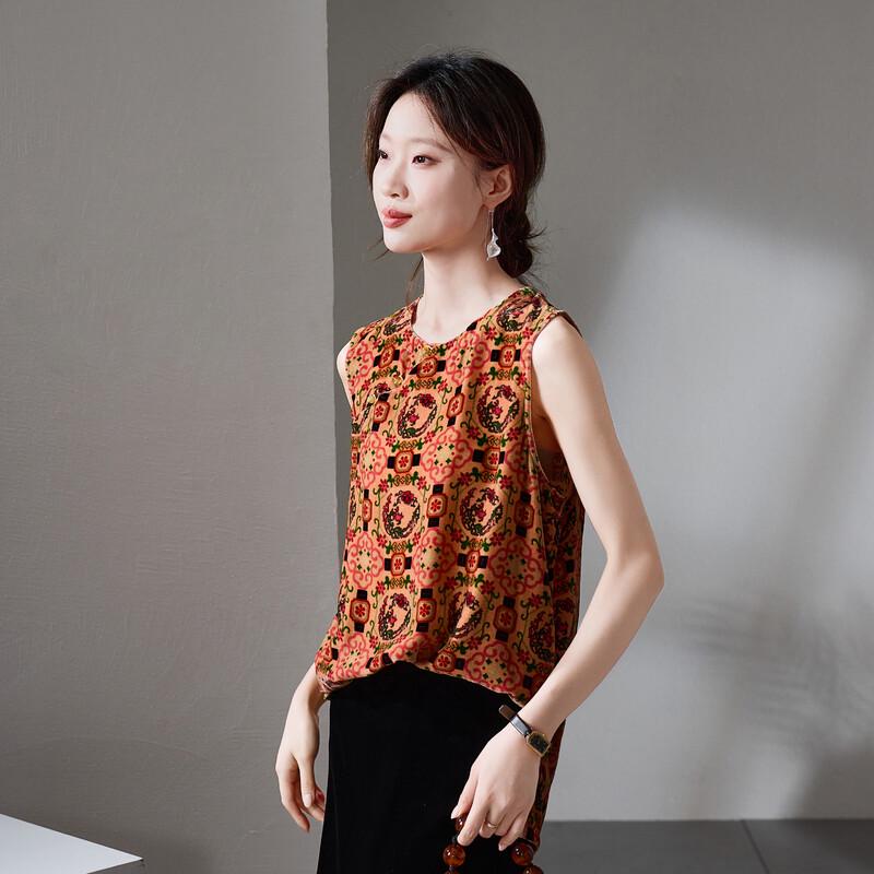 

SOFSIL Women s Silk Sleeveless Printed Blouse L