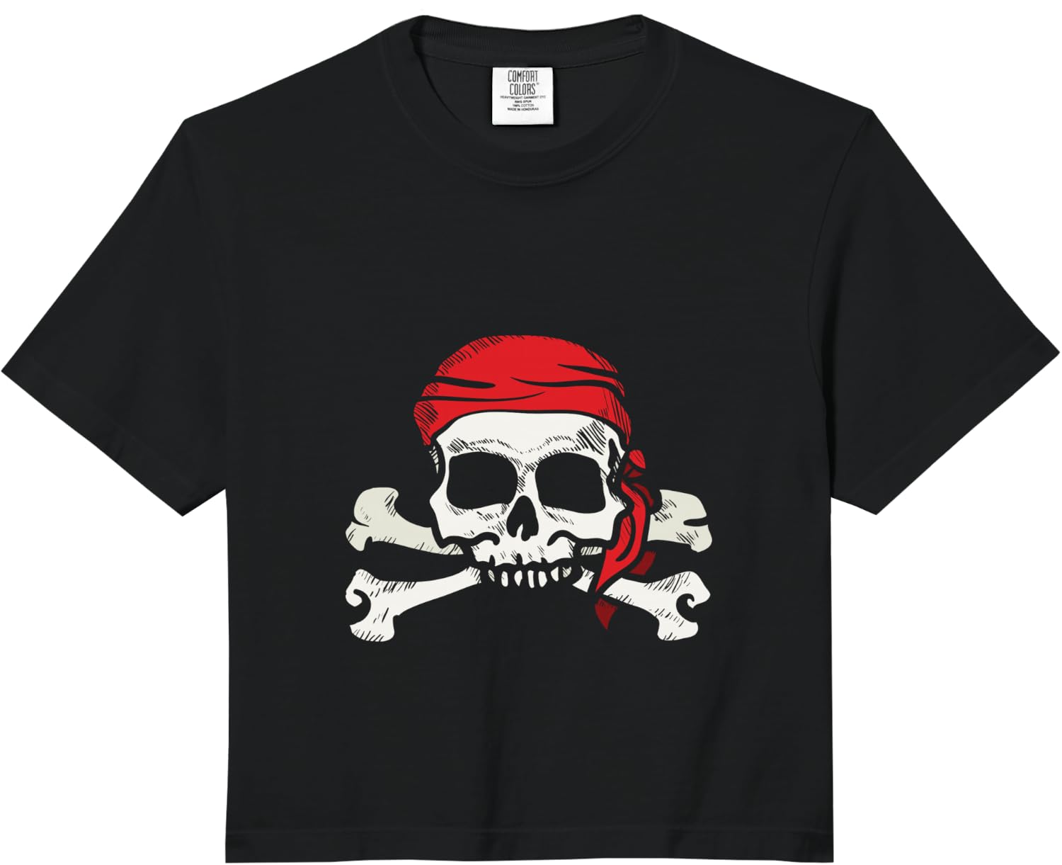 Jolly Roger Pirate | Skull and Crossbones | Gift Comfort Colors Crop Top Unisex T-Shirt XXL