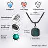 Trendy Green Square Natural Stone Necklace for Men,Stainless Steel Malachite Pendant Necklace,Minimalist Gifts for Husband Dad