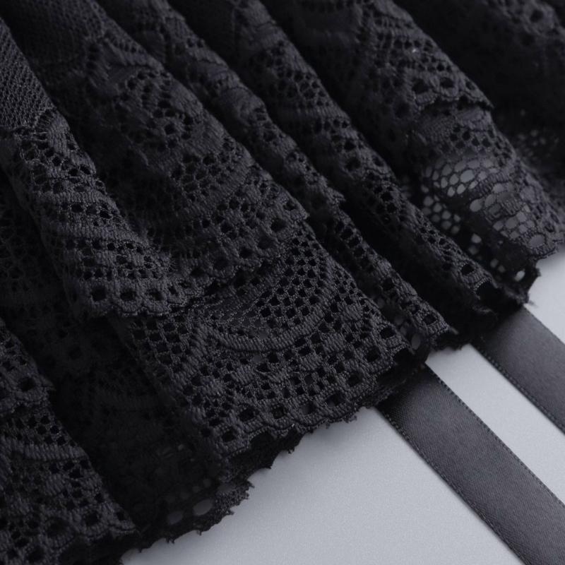 Rüschenspitze Stehkragen Falscher Kragen mit Band für Damen Viktorianischer Abnehmbarer Halsrüschen Dekorativer Schwarzer Schal Cape Boleros