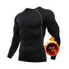 Herren Fleece Thermounterwäsche Set Sport Outdoor Skifahren Basisschicht Fitness Schnelltrocknend Rundhals Lange Unterhosen