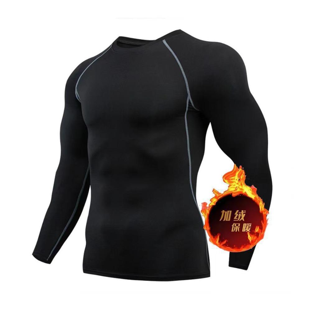 Herren Fleece Thermounterwäsche Set Sport Outdoor Skifahren Basisschicht Fitness Schnelltrocknend Rundhals Lange Unterhosen