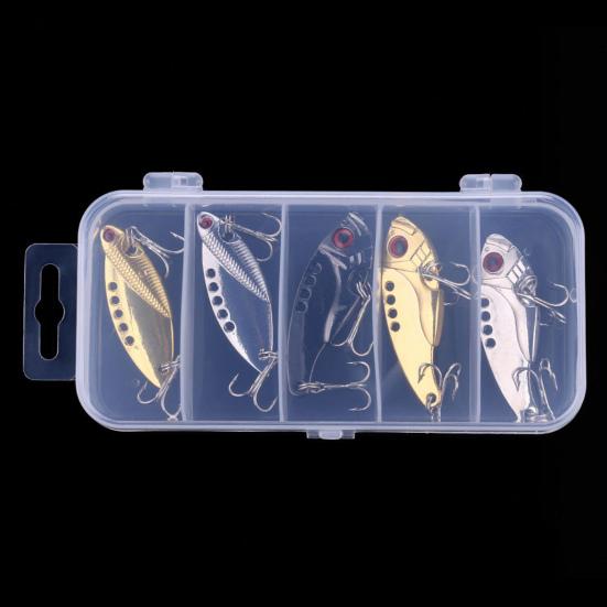 5Pcs 5.5CM/11G VIB Fishing Lure Sharp Hook Realistic 3D Eyes Seawater Freshwater Artificial Metal Hard Bait Outdoor Fishing Accessories