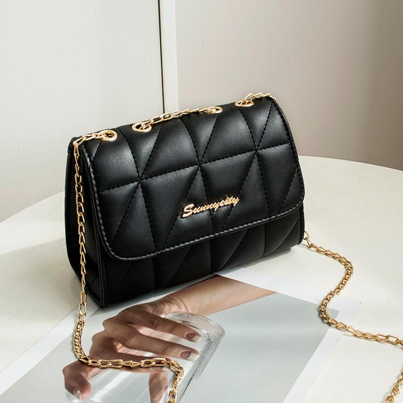 Fashion and Elegant Rhombus Embroidered Shoulder Square Bag Trendy Chain Messenger Women's Bag Bag