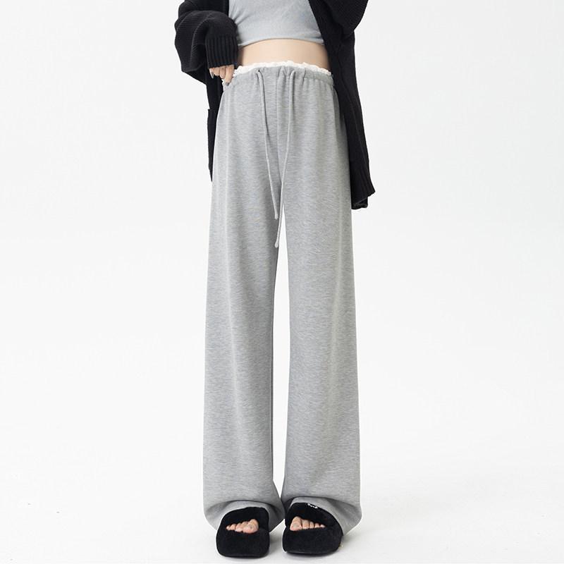 

2026 Maternity Wide-Leg Pants: Spring/Summer Petite Plus Size, Non-Tight Belly, Casual Outerwear Large (Fits 110-135 lbs) хизер серый
