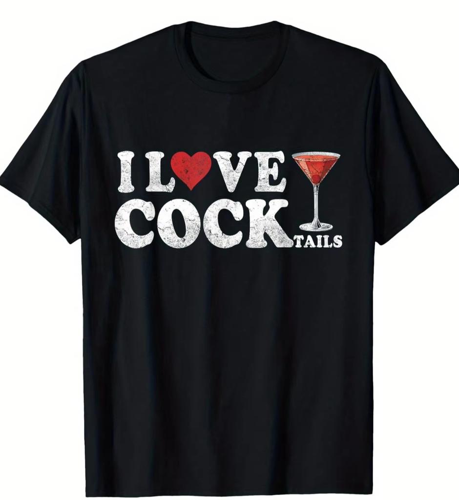 I Need A Huge Cocktail Funny Adult Humor Drinking Tshirt Men Clothing Tops Graphic T Shirts Ropa Hombre Streetwear