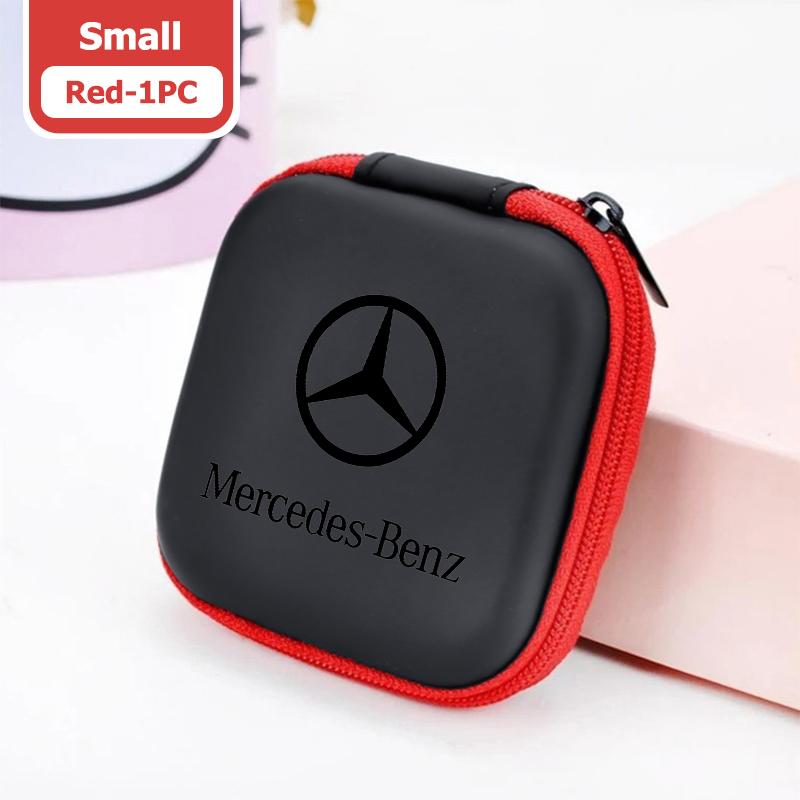 For Benz Car Logo Earphone Organizer Box EVA Zipper Headset Storage case Accessories AMG Exclusive W204 W222 W205 W203 W213 W124 XT3