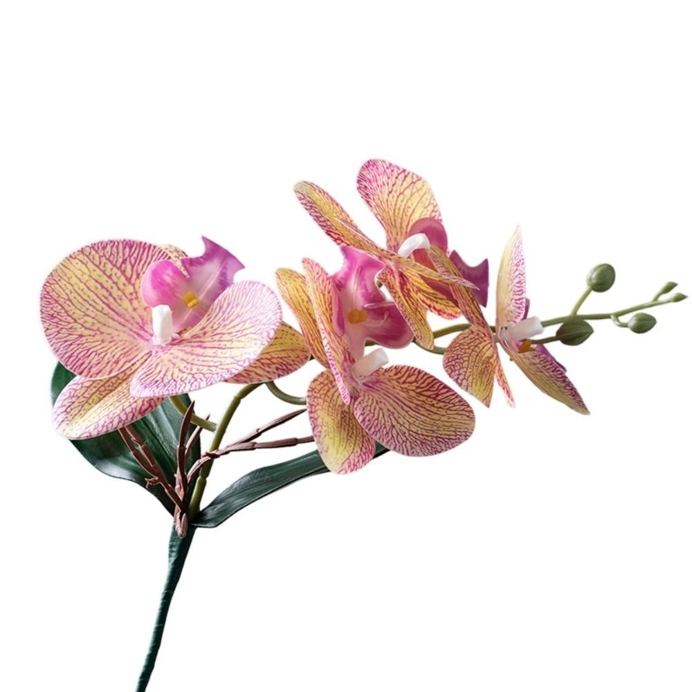 Vivid Artificial Moth Orchids Cloth Realistic Simulation Phalaenopsis with Leaves Plants Fake Butterfly Orchid Living Room