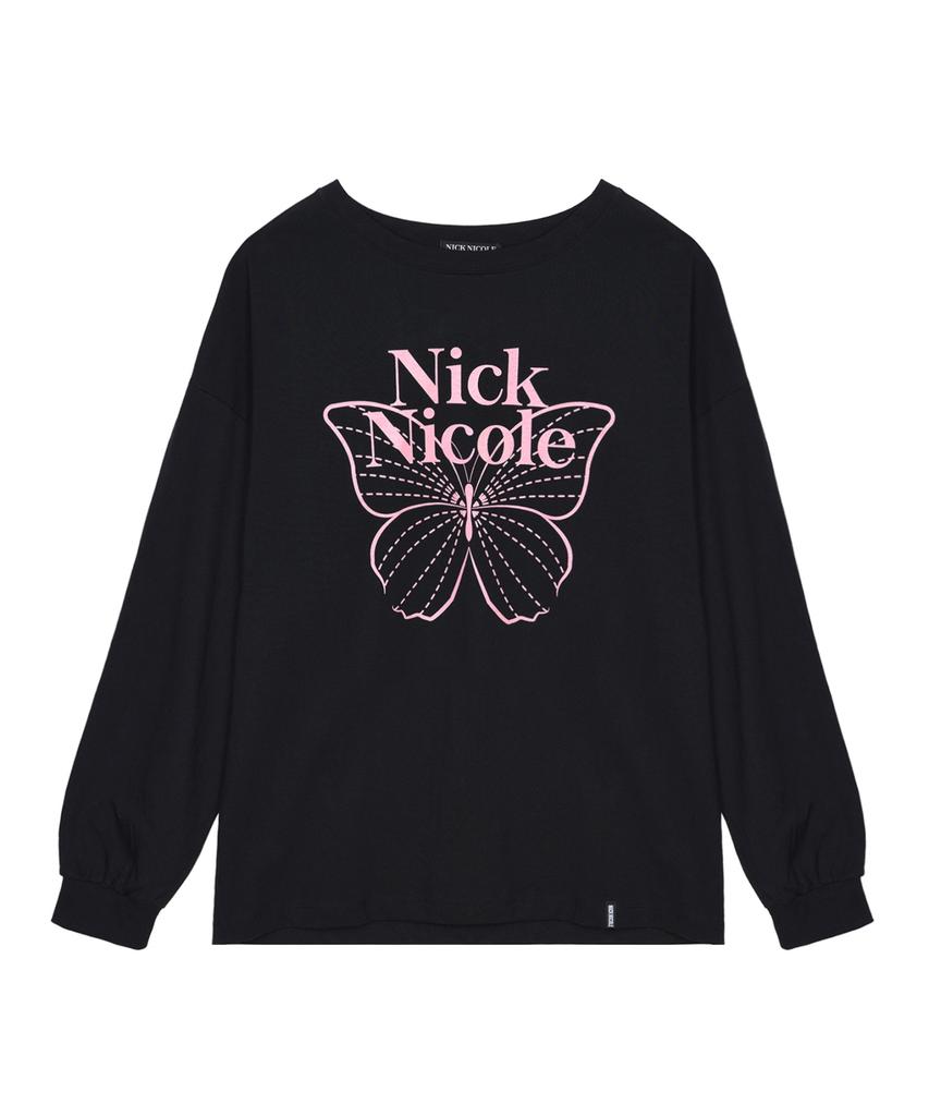 Nigaennikol Butterfly Signature Ls Top_Black Pink