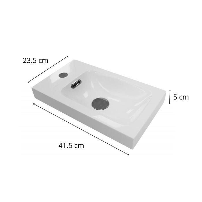 White Resin Hand Basin Ref. MTC 1028 Dimension 41.5 X 23 X 5 Cm