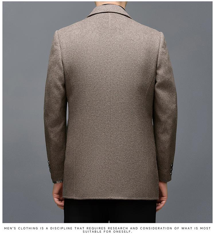 Herren Mittellanger High-End Kaschmirmantel mit abnehmbarem Daunenfutter und Anzugkragen für Herbst/Winter.