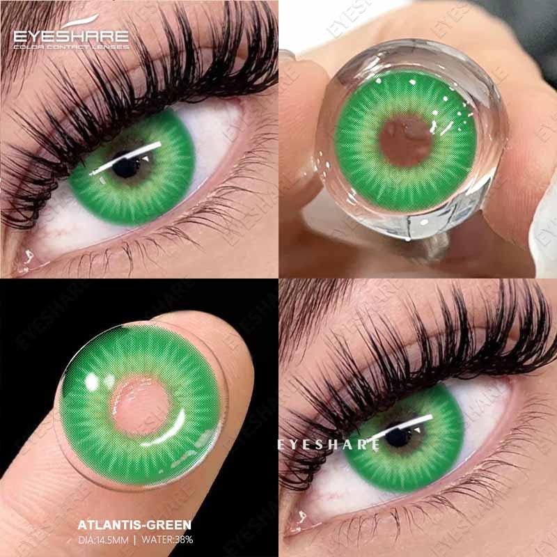 Eyeshare Color Contact Lenses Brown Fresh Annual Disposable Lenses Green Comfortable Natural Contact Lenses Colored Soft Lenses for Eyes 1 Pair