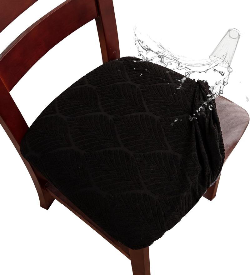 

Leaf Pattern Chair Covers Waterproof Jacquard Fabric Seat Case Dining Room Removable Anti-slip Cushion Cover Restaurant 1pc