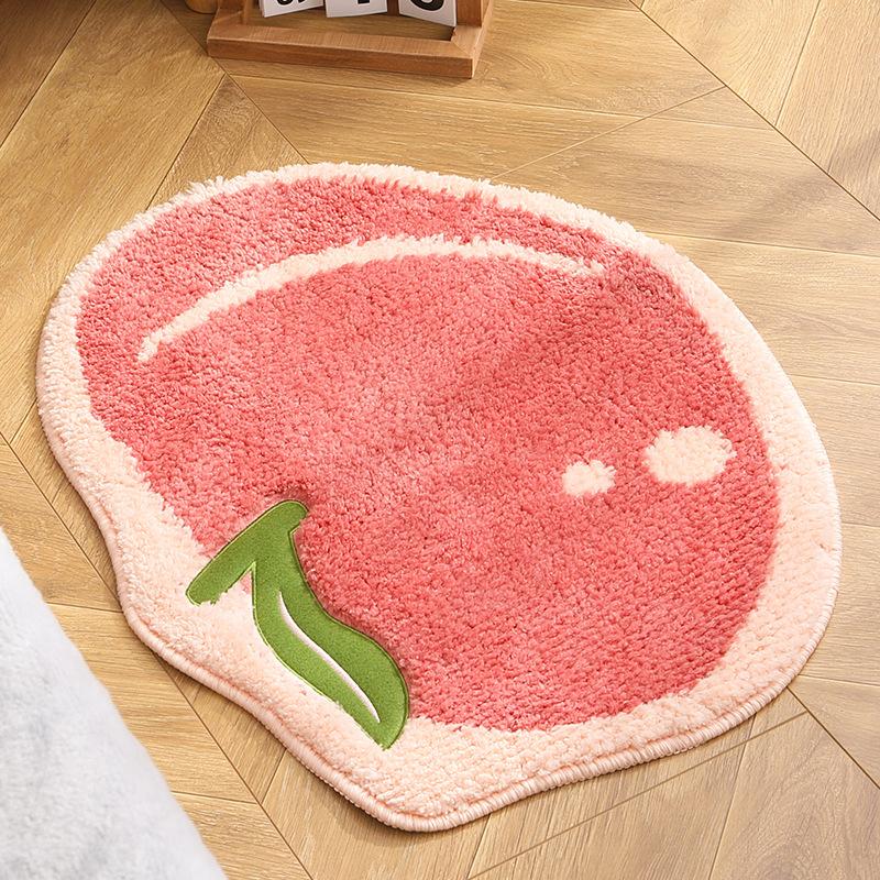 

Cute Fruit Shape Bathroom Mat Peach Lemon Floor Rug Anti Slip Floor Carpet Bedside Doorway Toilet Soft Comfortable Bath Rug