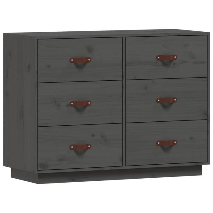 820144 vidaXL Buffet Gris 100x40x75 cm Bois massif de pin