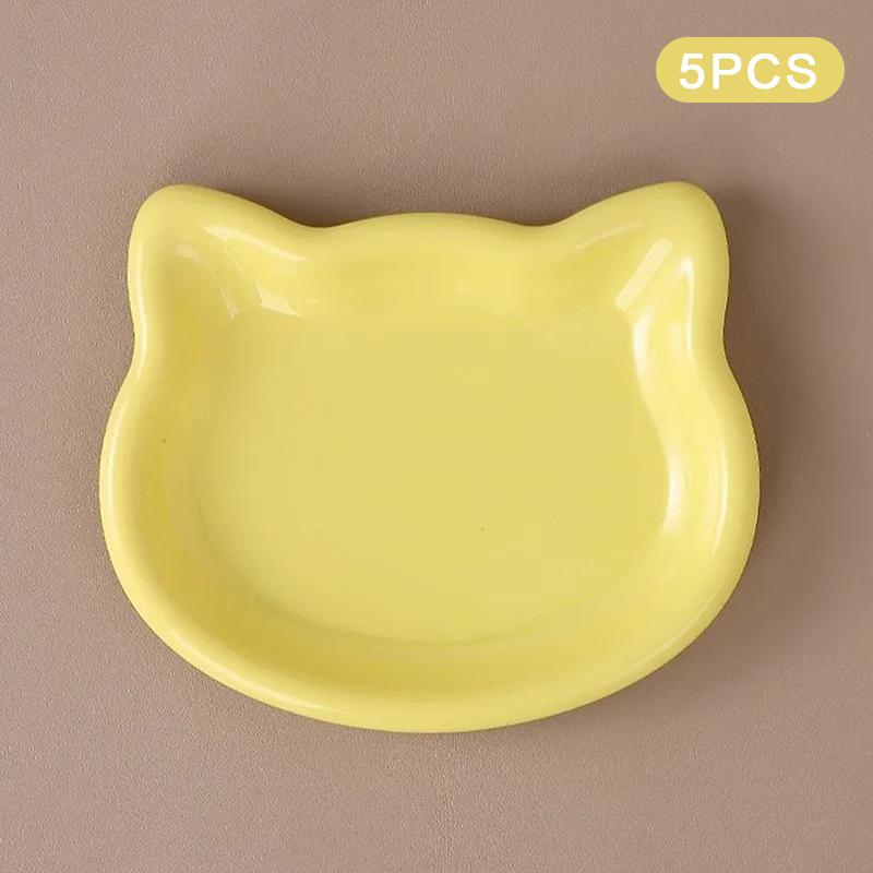 

5PCS Multicolor Cartoon Cat-Shaped Design Plastic Cat Bowl Set Pet Supplies Category Non-Slip Bottom To Prevent Slipping