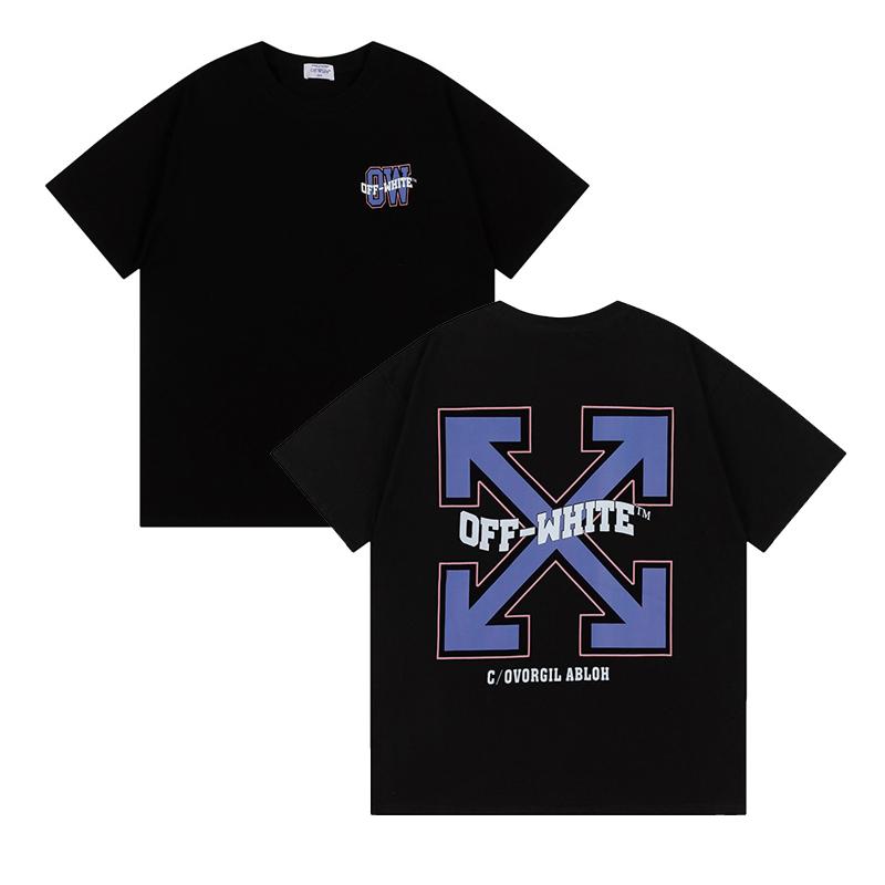 

9062 Off-White 2025 Spring/Summer New Letter Printed Pattern Round Neck Hooded Short Sleeved T-shirt for Men and Women XL чорний