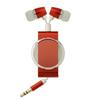 Tanoshiikaisya Retractable Aluminum Earphones TA-AR3 BRD Burning Red, Wired 3.5mm Earbuds with Clip