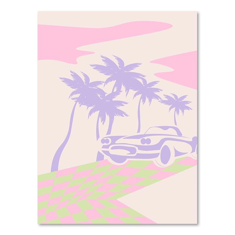 Retro Lippen Galerie Wanddrucke Trendige Sonnenuntergang Bunte Bilder Boho Rosa Ästhetik Ausgefallenes Leinwandgemälde für Wohnheim Teenagerzimmer Dekor