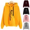 Women's Heart-Print Loose Fit Hooded Fleece Sweatshirt