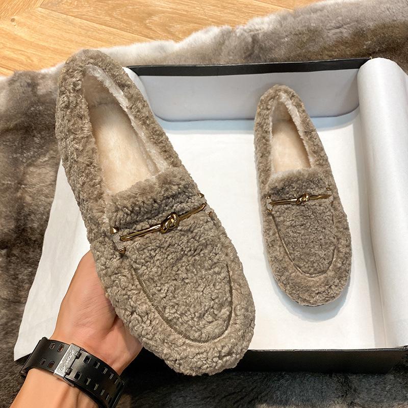 

Туфли дуду женские осенне-зимние универсальные на одном педале бархатные из овечьей шерсти хлопка на плоской подошве шерстяные туфли большого размера женская обувь 40-43 33 коричневый