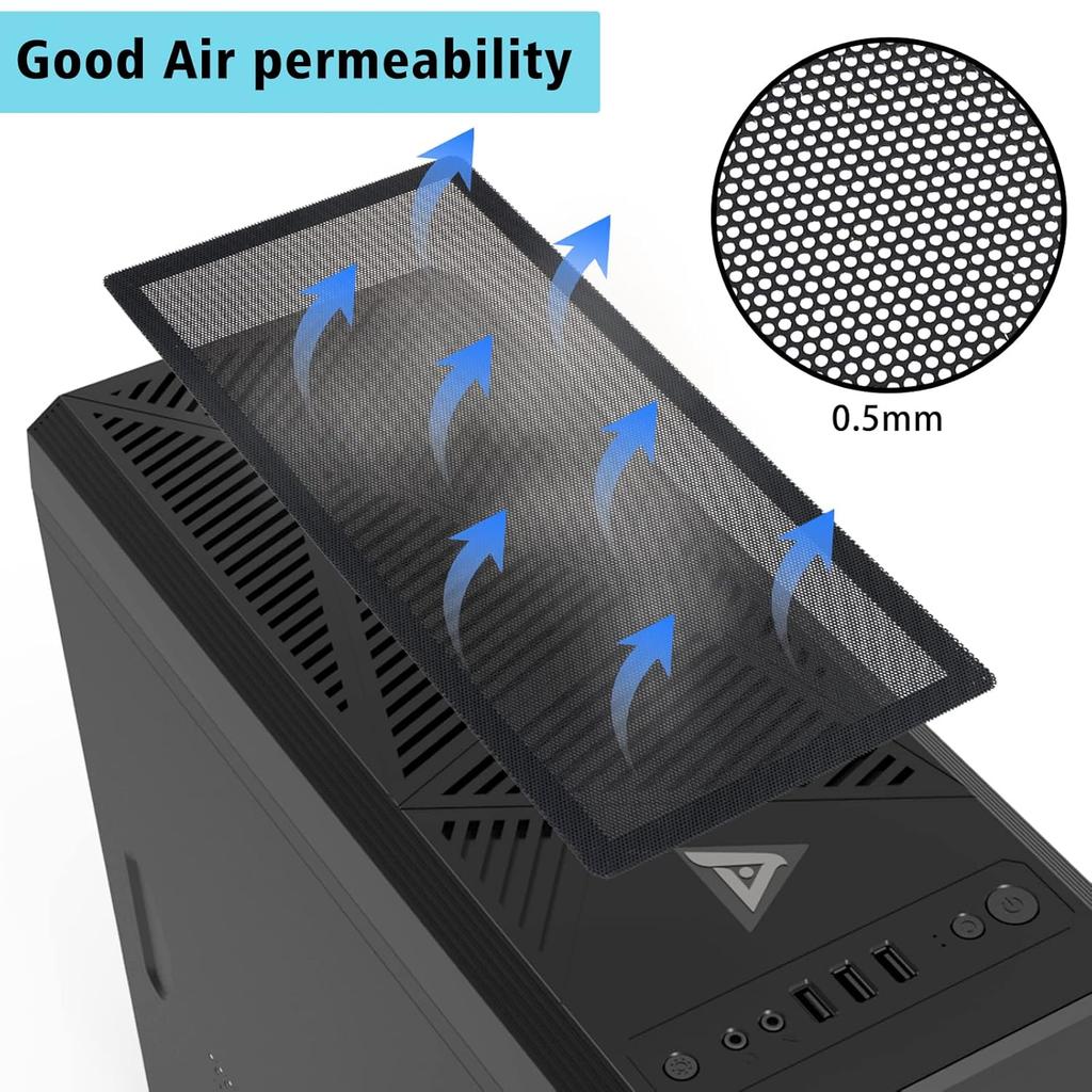 360mm x 120mm PC Case Dust Mesh Filter [2 Pack], Magnetic Frame Computer Fan Dust Mesh PC Cooler Filter Dustproof PVC Cover Grills - Black