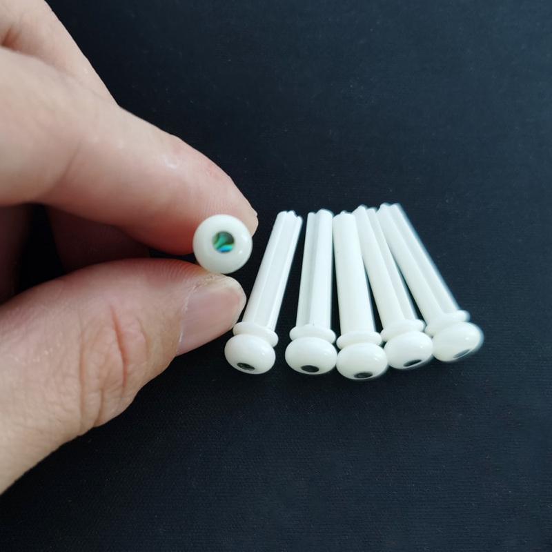 6pcs White Bone Abalone Bridge Pins+Nail Puller for Folk Guitar Replacement Accessories