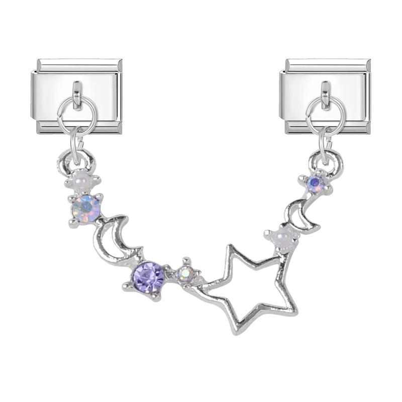 Fashion Personalized DIY Chain Tassel Charm Bracelet Star Heart Butterfly Bow Pendant Bead 9MM Bracelet Stainless Steel Jewelry