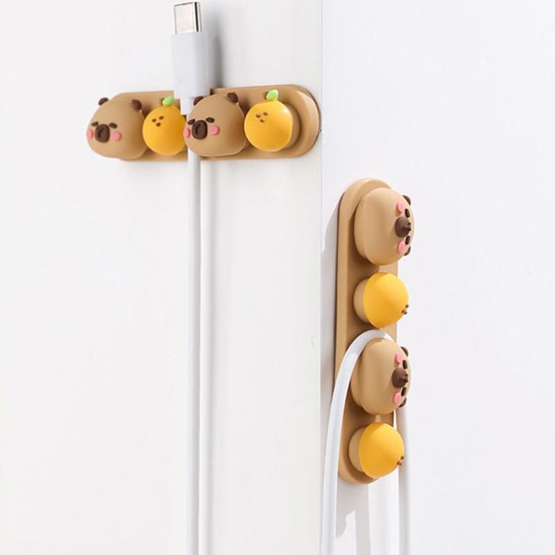 

Портативний Організатор Кабелів Капібара Без Перфорації Силіконовий Фіксатор Кабелів для Передачі Даних Кабелеукладач Мультяшний Зберігач Зарядних Кабелів