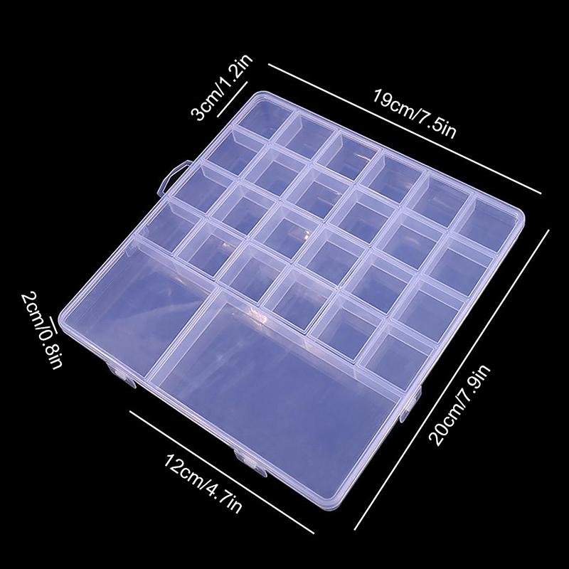 26 Grid Transparent Nail Art Empty Storage Case Box Nail Glitter   Bead Display Accessories Container Box