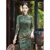 Printed 9-Quarter Sleeved Breasted Cheongsam Print Sleeve Breasted Cheongsam Female