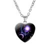 Stilvolle Frauen 12 Sternzeichen Sternbilder Zeichen Glas Herz Anhänger Halskette Geburtstag Party Schmuck Geschenk