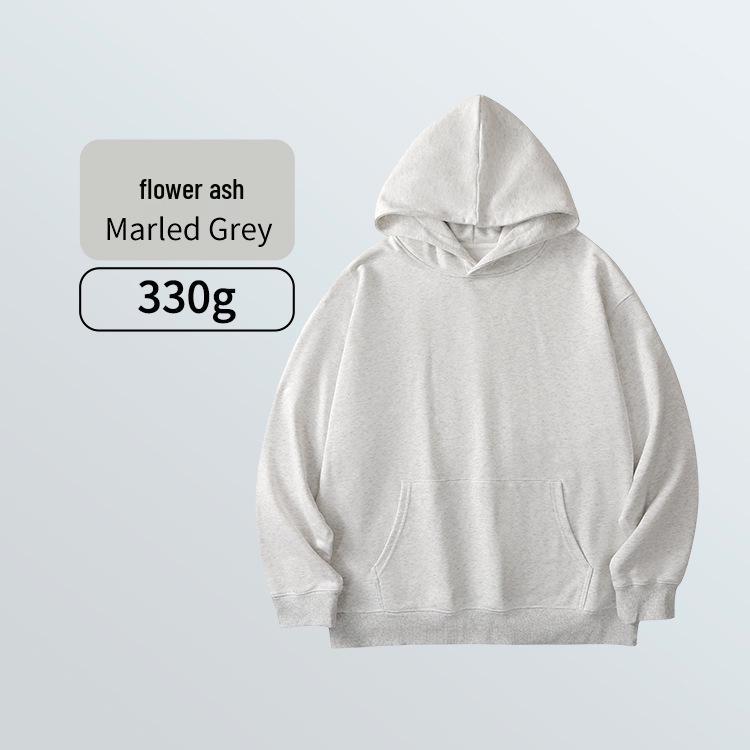 Men's 330g Heavyweight Round Neck Hoodie - Skin-Friendly, Antibacterial, Soft, Versatile, and Casual Sports Top