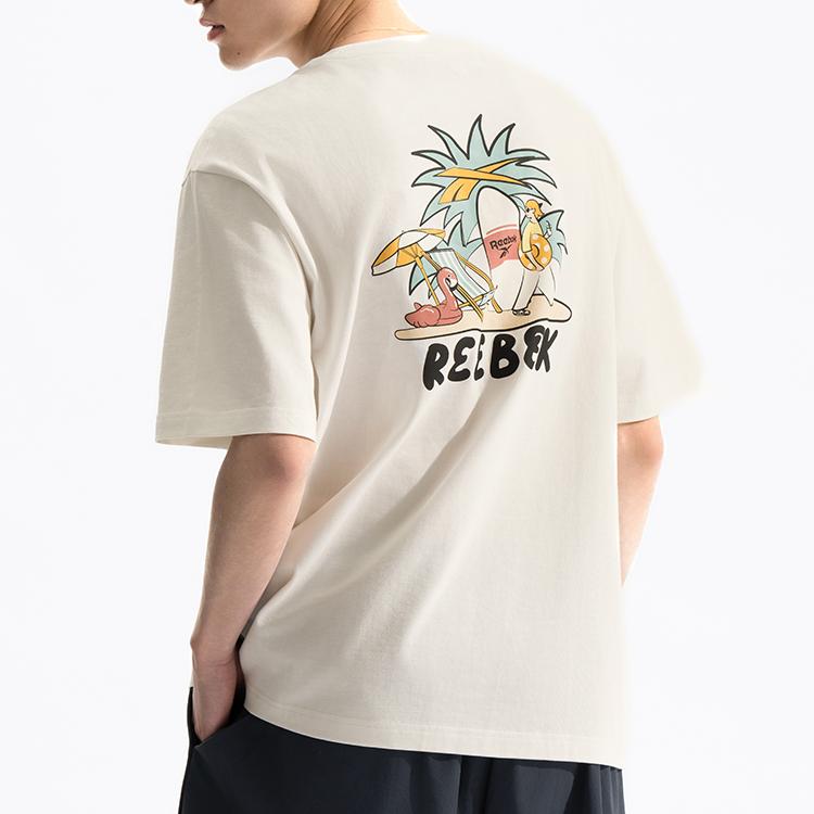 Reebok American Style Comfortable Versatile Casual Loose Fit Round Neck Printed Short Sleeve T-Shirt Unisex Tops White 24SRM431UGW1