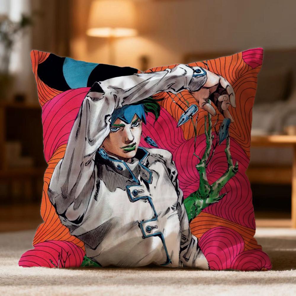 Hot J-JJoJo's Bizarre Adventure Cushion Cover Soft Washable Pillow Case Multi-Scene for Couch Bed Travel Office Use