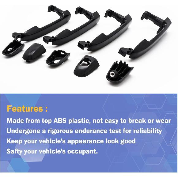 4Pcs Front Rear Left Right Exterior Door Handle Driver Passenger Side for 2006-2010 Hyundai Sonata 826513K000