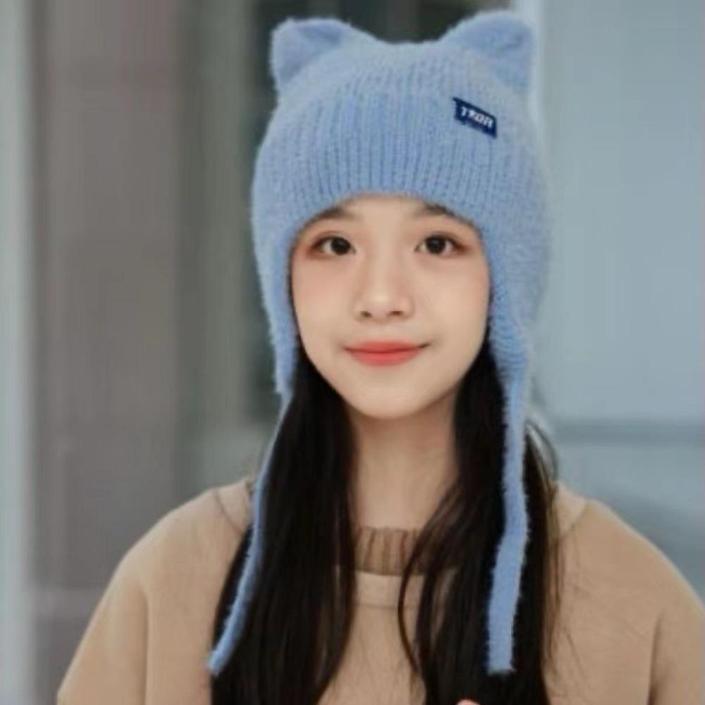 Warm Windproof Cute Cat Ear Earflap Women Gift Knitted Hat New Winter Hat