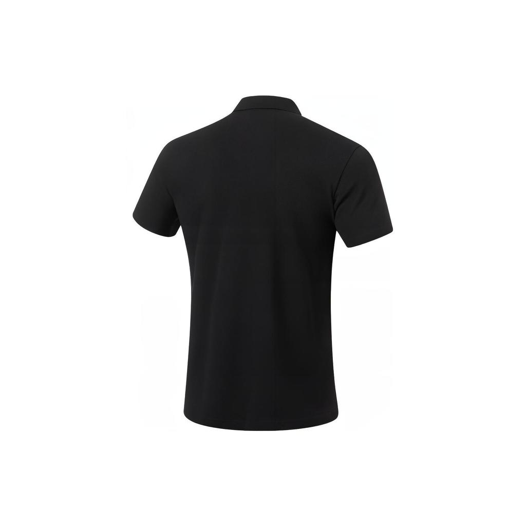 Li-Ning Fitness Series Jednobarevné ležérní polo tričko s krátkým rukávem Pánské topy Černá APLU253-1