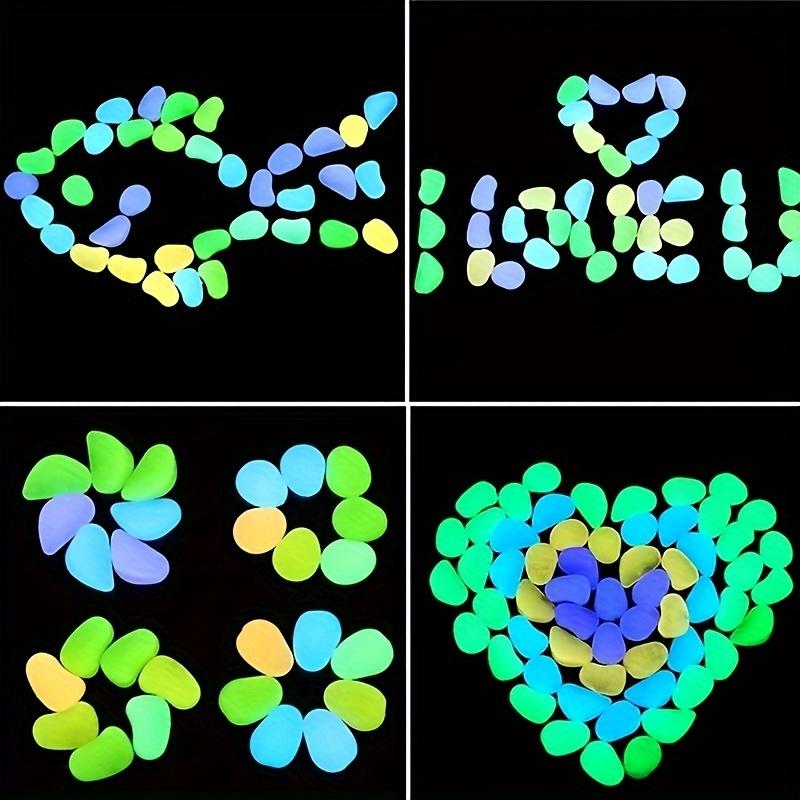 200Pcs Glow In the Dark Garden Pebbles For Sidewalk Garden Terrace Lawn Garden Patio Fish Tank Aquarium Decoration Glow Stone