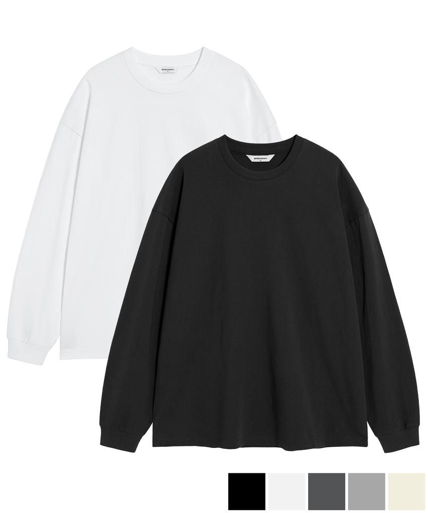 BRENSON (Renew Ver.) Oversized Ribbed Long Sleeve T-Shirt ( 5 Colors )
