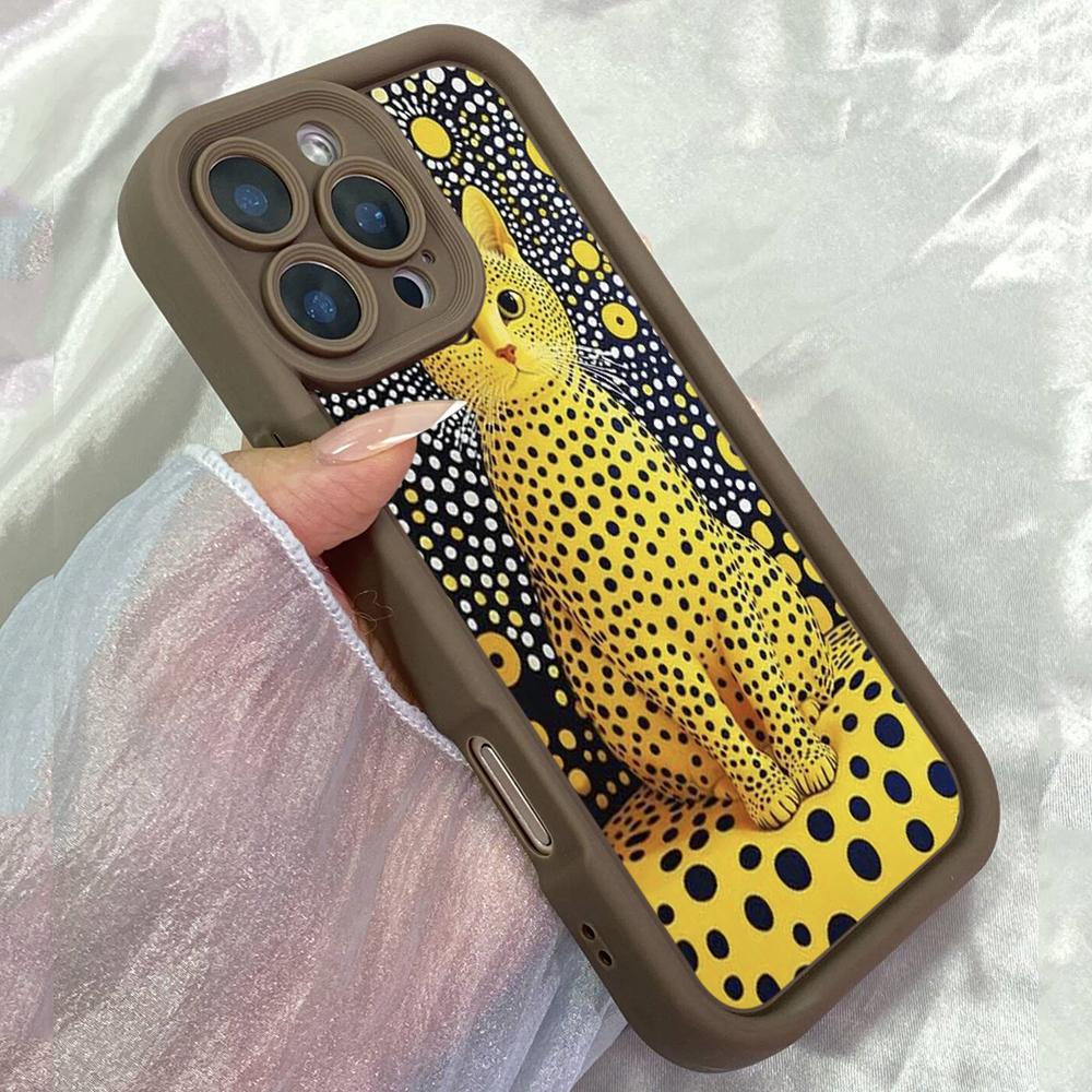

JT588 Yayoi Kusama s Cat for iPhone 17 16 15 14 13 Pro Max Samsung S26 S25 Ultra A17 A07 A56 A16 A06 A05 Xiaomi 15T Redmi 15c 14C Soft Case Redmi 15C 4G/5G(171.6) коричневий