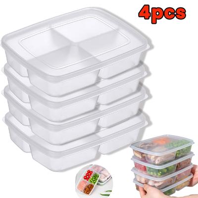 4 Refrigerator Storage Box Packed Meal Crisper Food Grade Sealed Food Frozen Meat Four-Compartment Refrigerated Storage