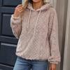 Moletom Felpudo Outono e Inverno Novo Europeu e Americano Feminino Tecido Jacquard Peluciado Manga Longa Solto com Capuz