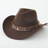 European and American New Accessories with Curved Brims Western Cowboy Hat Top Hat Tibetan Retro Jazz Hat Felt Hat Wool Riding Hat