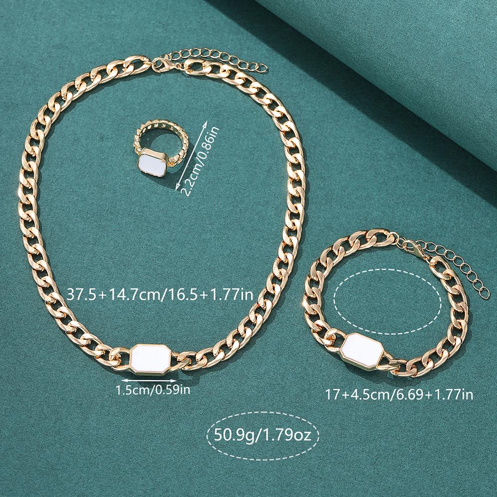 3pcs Women's Zircon Set, Luxury Ladies Fashion Casual Bracelets, Necklace, Ring Zircon Set, Suitable for Daily Wear, Gift for