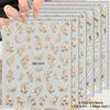 3 To 15 Sheets 5D Embossed Gold Outline Flower Nail Stickers Rose Daisy Spring Blossom Self-Adhesive Floral Decals