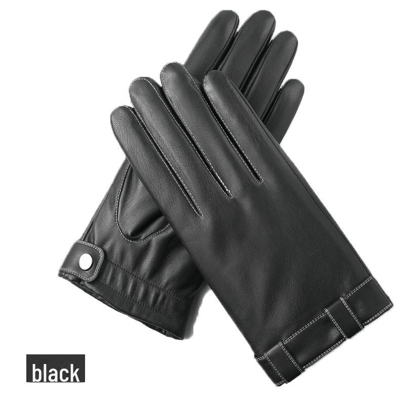

Перчатки унисекс из искусственной кожи для сенсорных экранов на осень и зиму — теплые, стираные, с бархатом, идеально подходят для вождения и езды на велосипеде Men, One Size