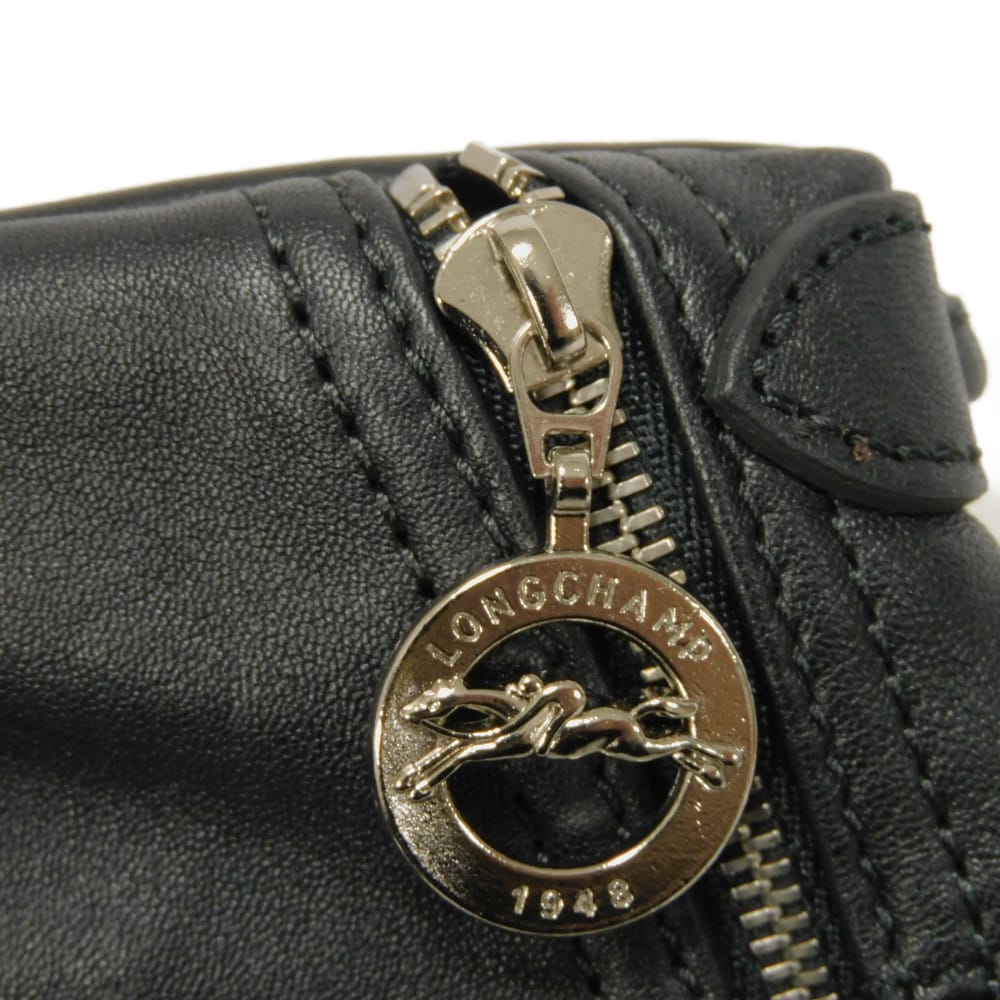 Used Le Pliage Cuir Crossbody Bag 12768 1061737FS 7921 Pochette with Horse Embossing Black Unisex from Japan AUTHENTIC